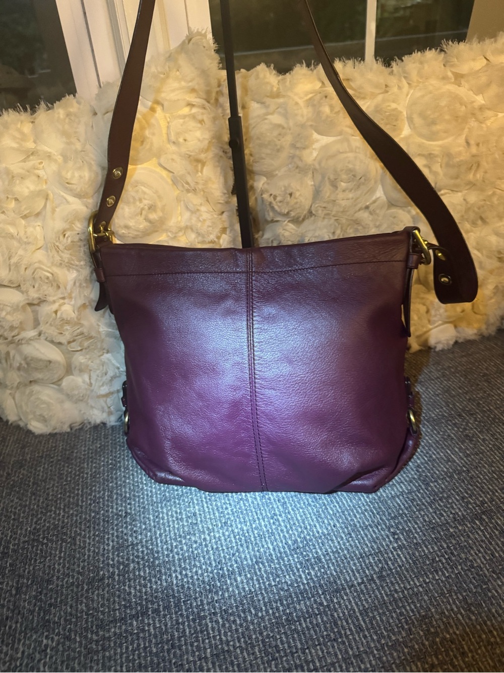 Vintage Coach Burgundy Leather Shoulder Hobo Bag Style F15064 - Picture 2 of 13